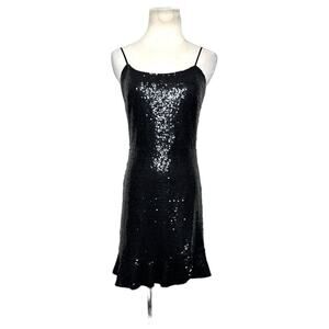 Aqua black sequin sleeveless  mini dress size M